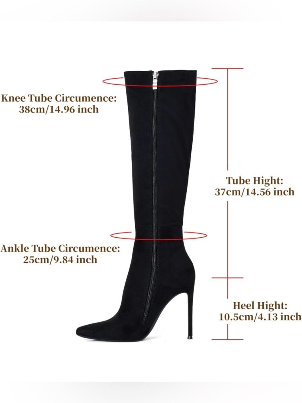 NWT-Elisabet Tang 4 inch Women's Knee High Long Boots, Stiletto Tall Pointed Toe - Picture 3 of 9